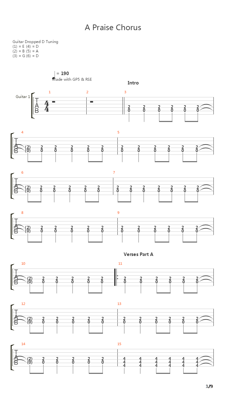 A Praise Chorus吉他谱