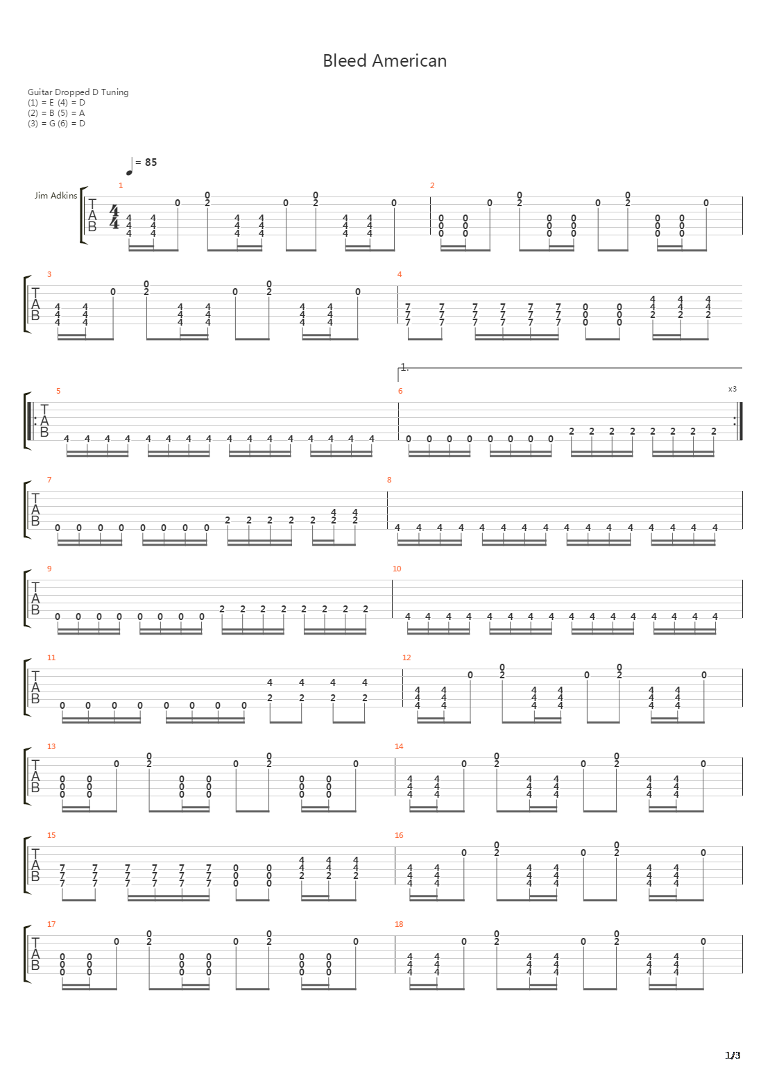 Bleed American吉他谱