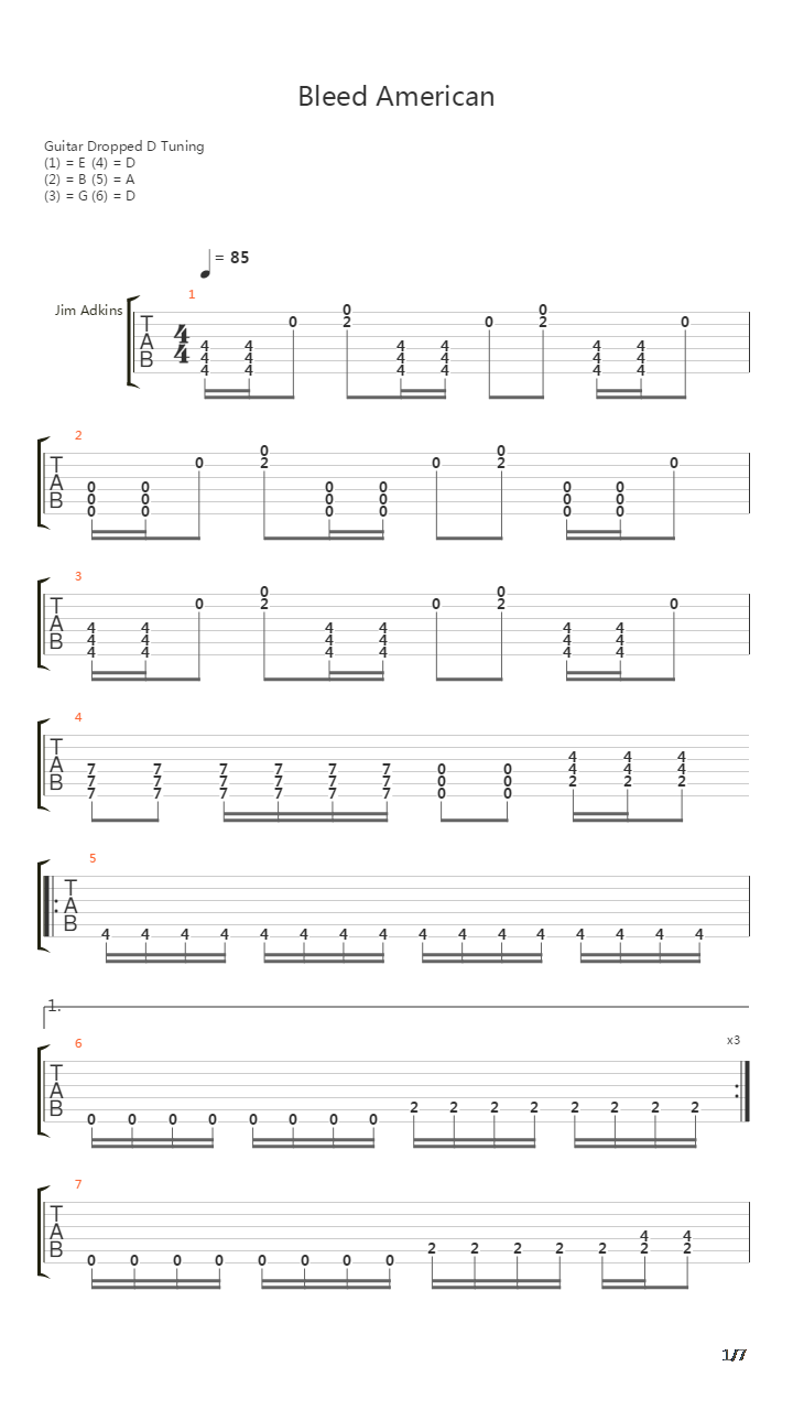 Bleed American吉他谱