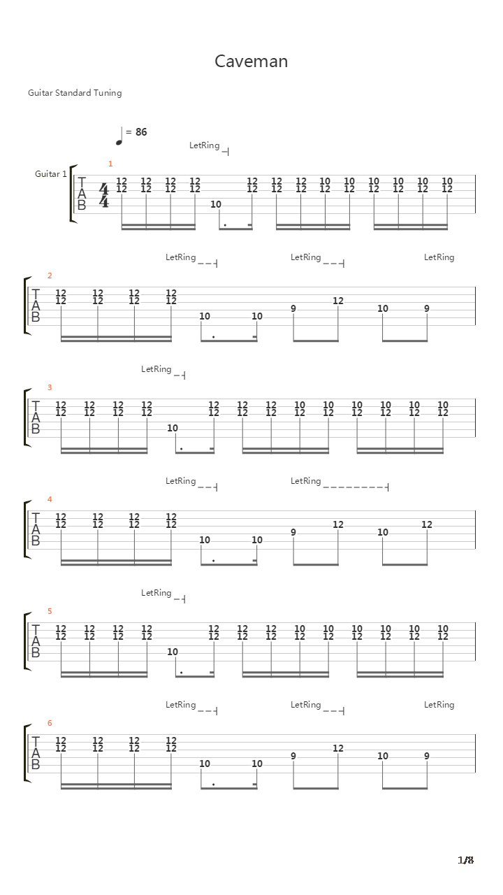 Cavemen吉他谱