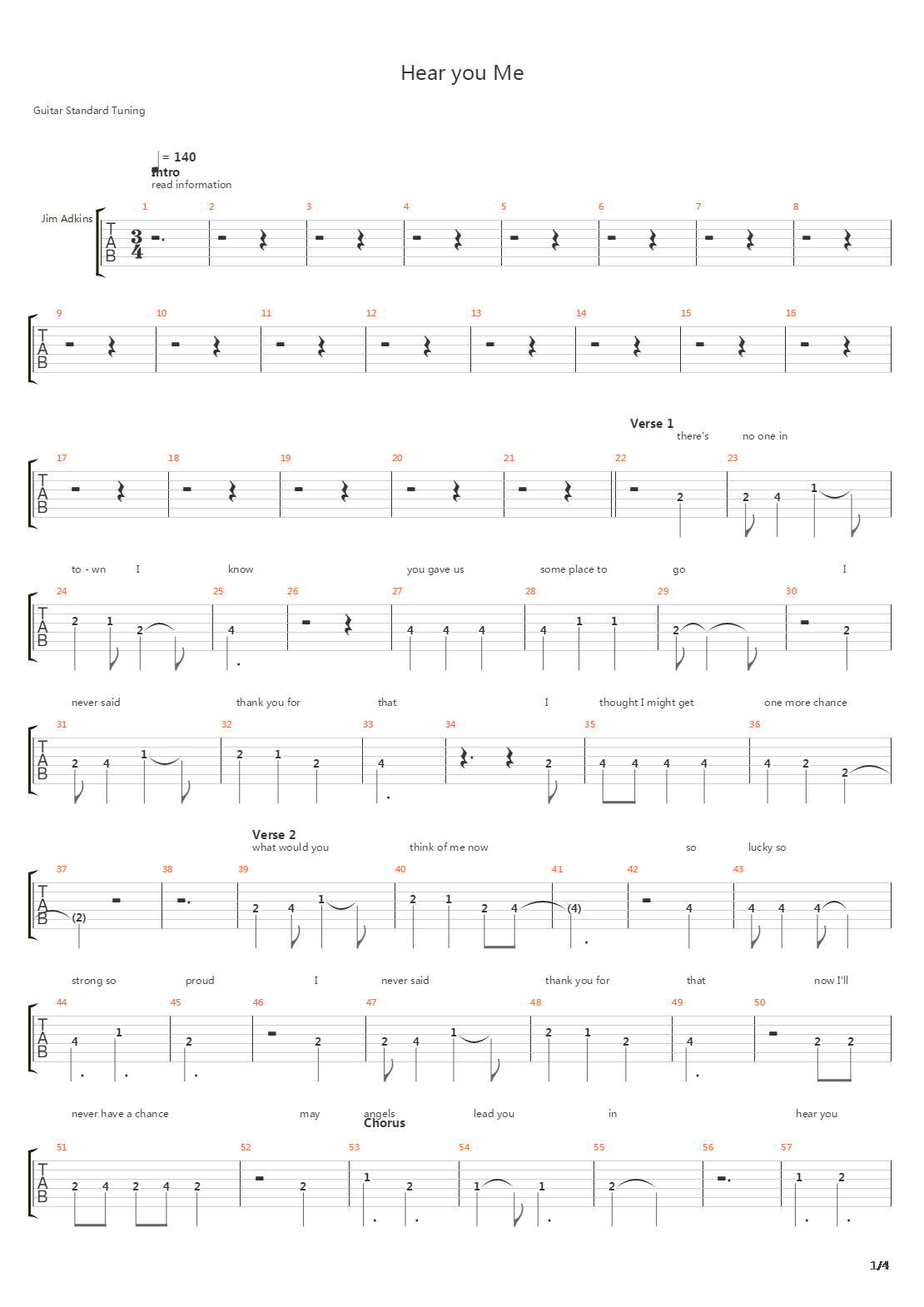 Hear You Me吉他谱