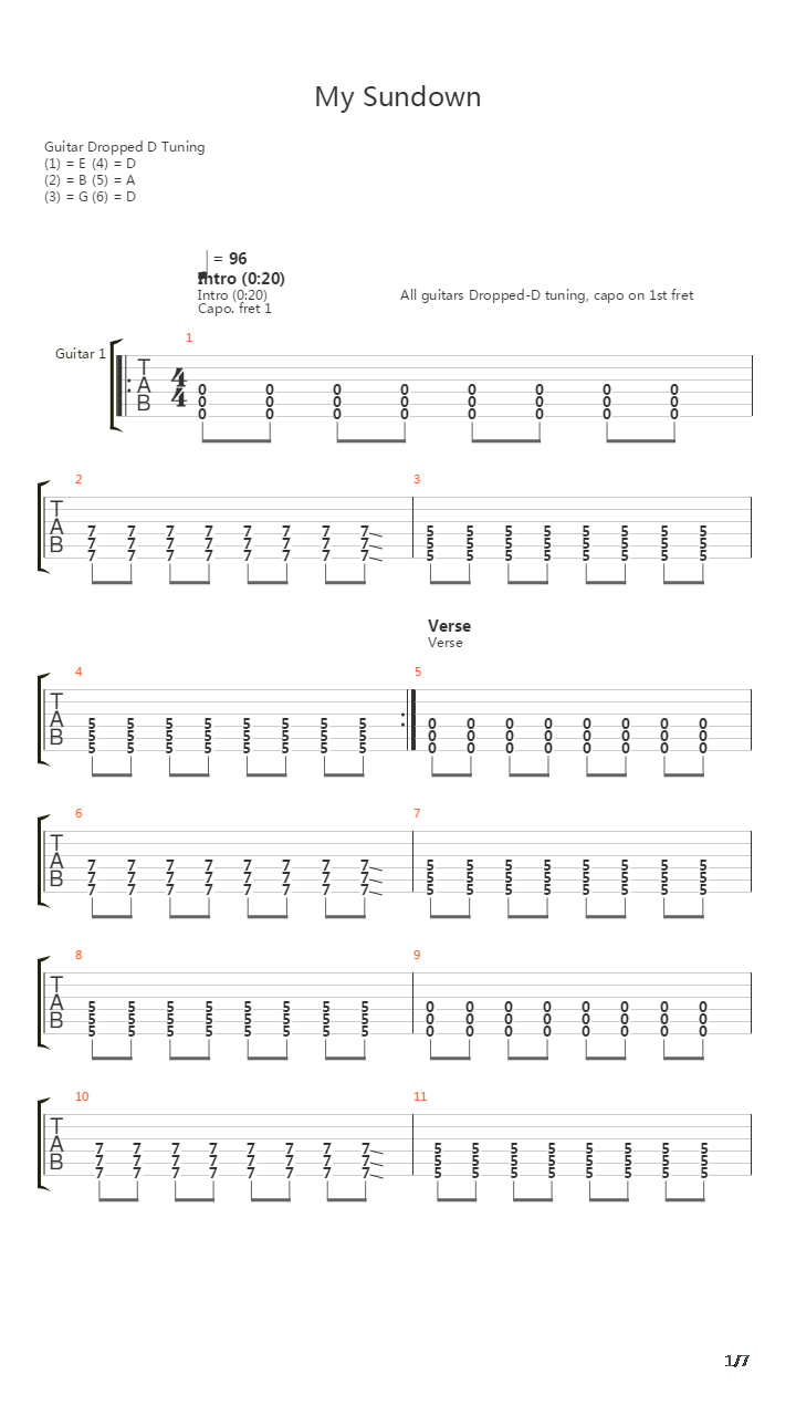 My Sundown吉他谱