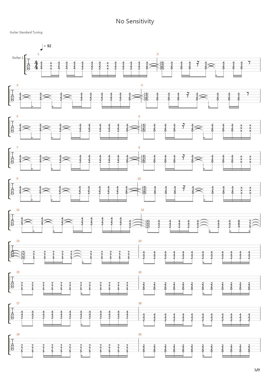 No Sensitivity吉他谱