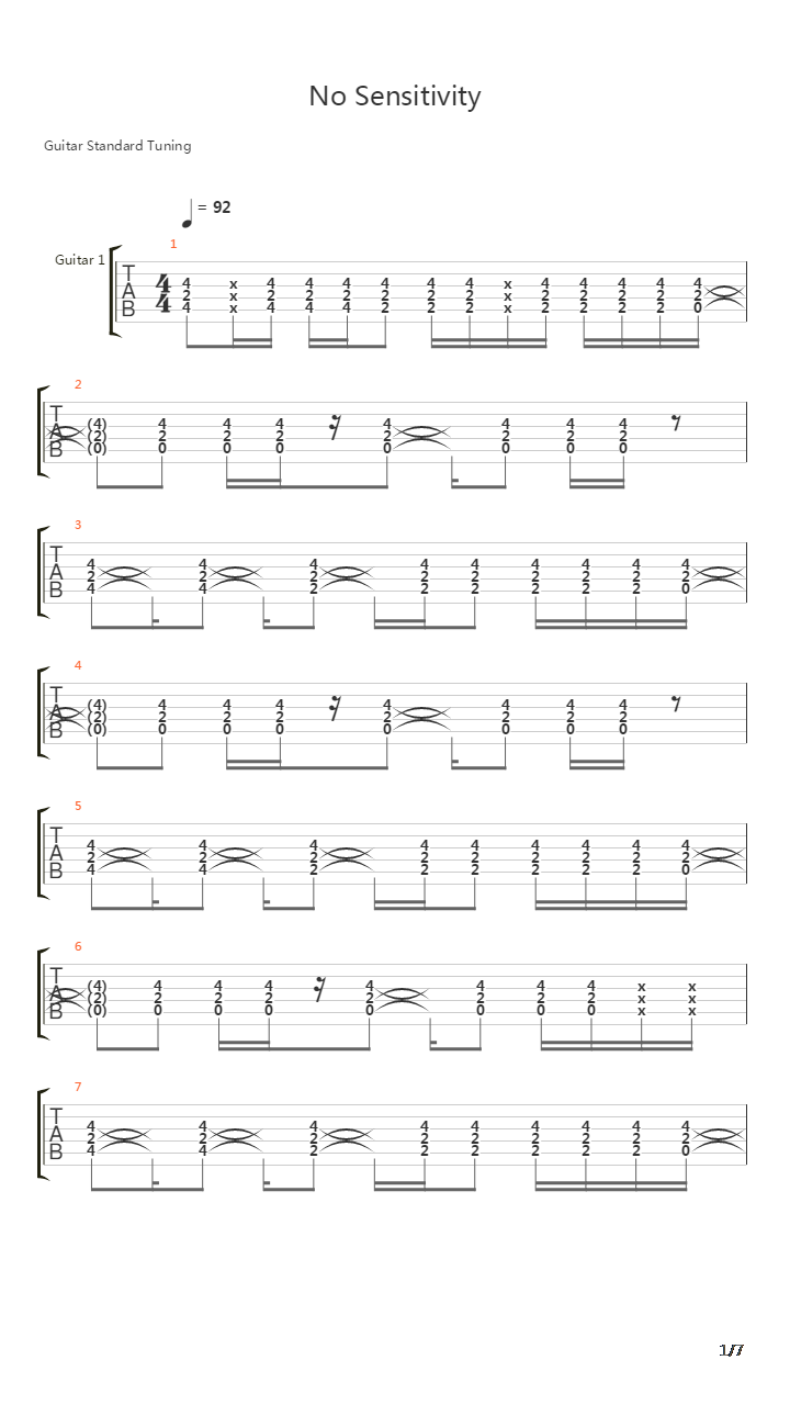 No Sensitivity吉他谱