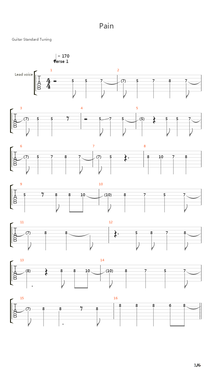 Pain吉他谱