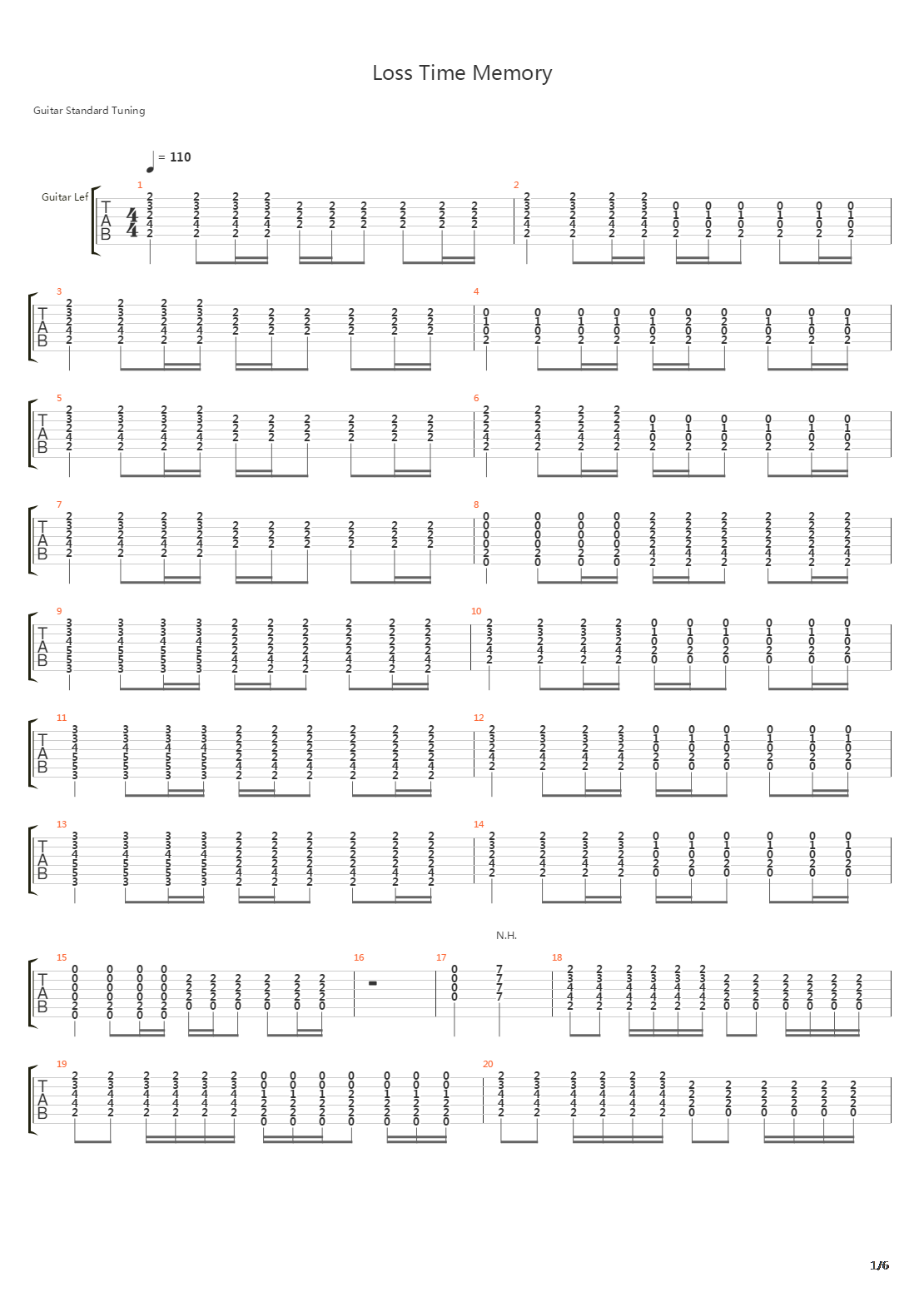 ロスタイムメモリー(回忆补时Loss Time Memory)吉他谱