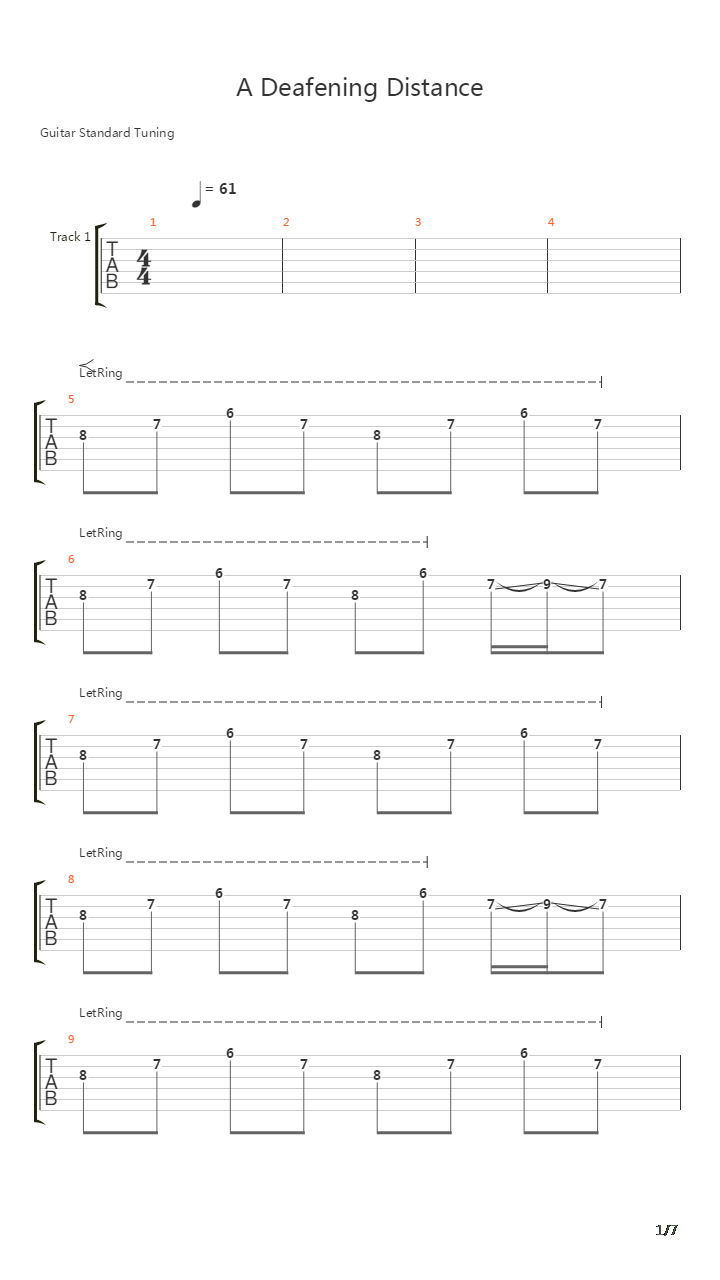 A Deafening Distance吉他谱