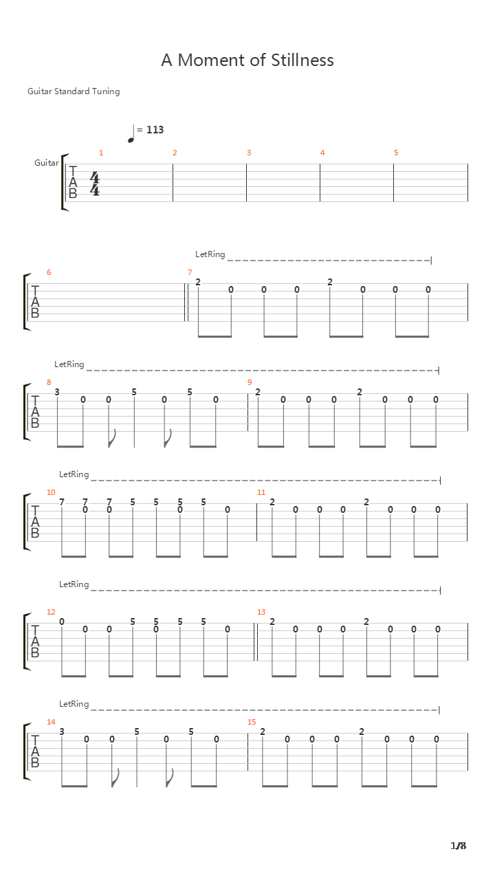 A Moment Of Stillness吉他谱