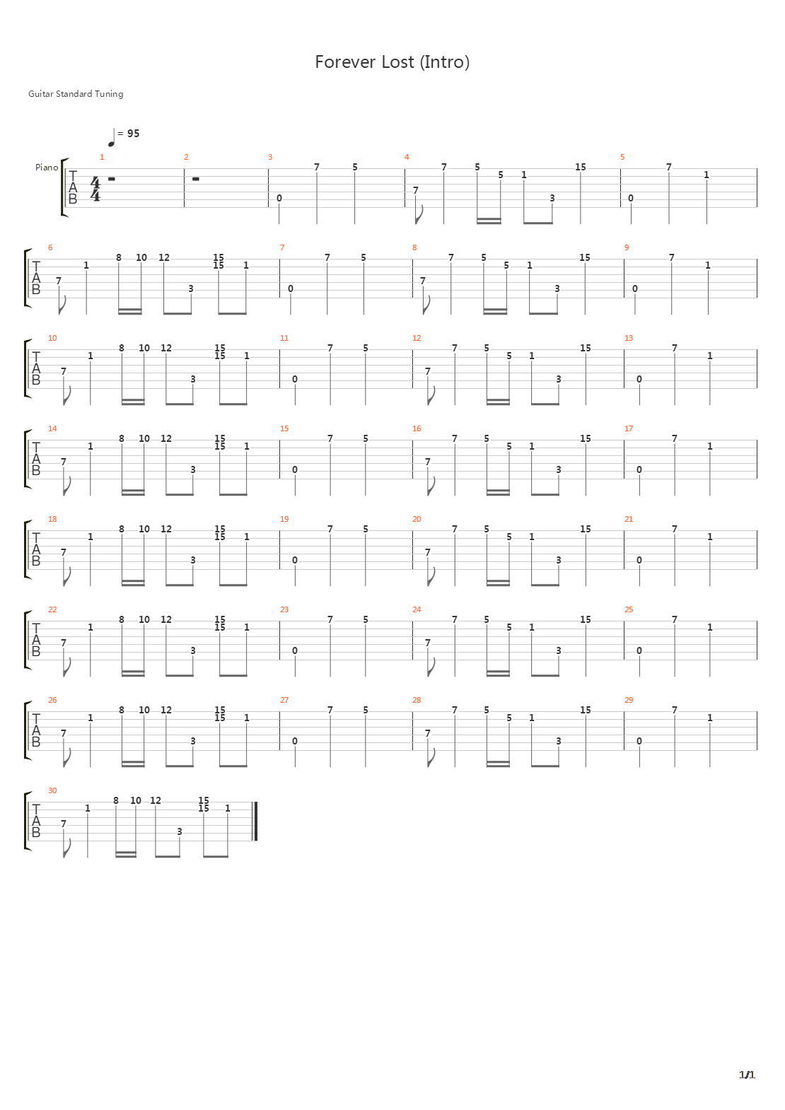 Forever Lost吉他谱