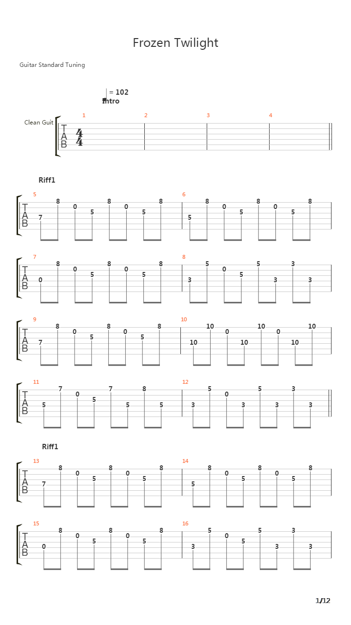 Frozen Twilight吉他谱