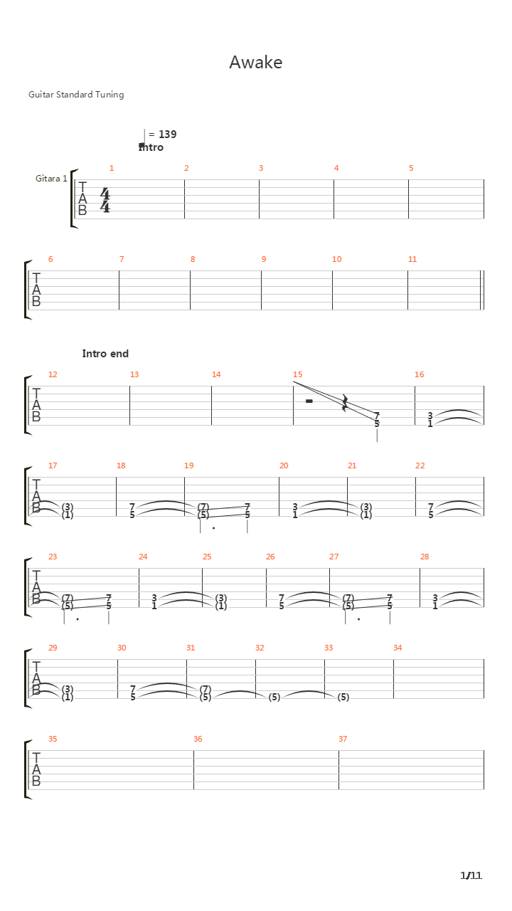 Awake吉他谱