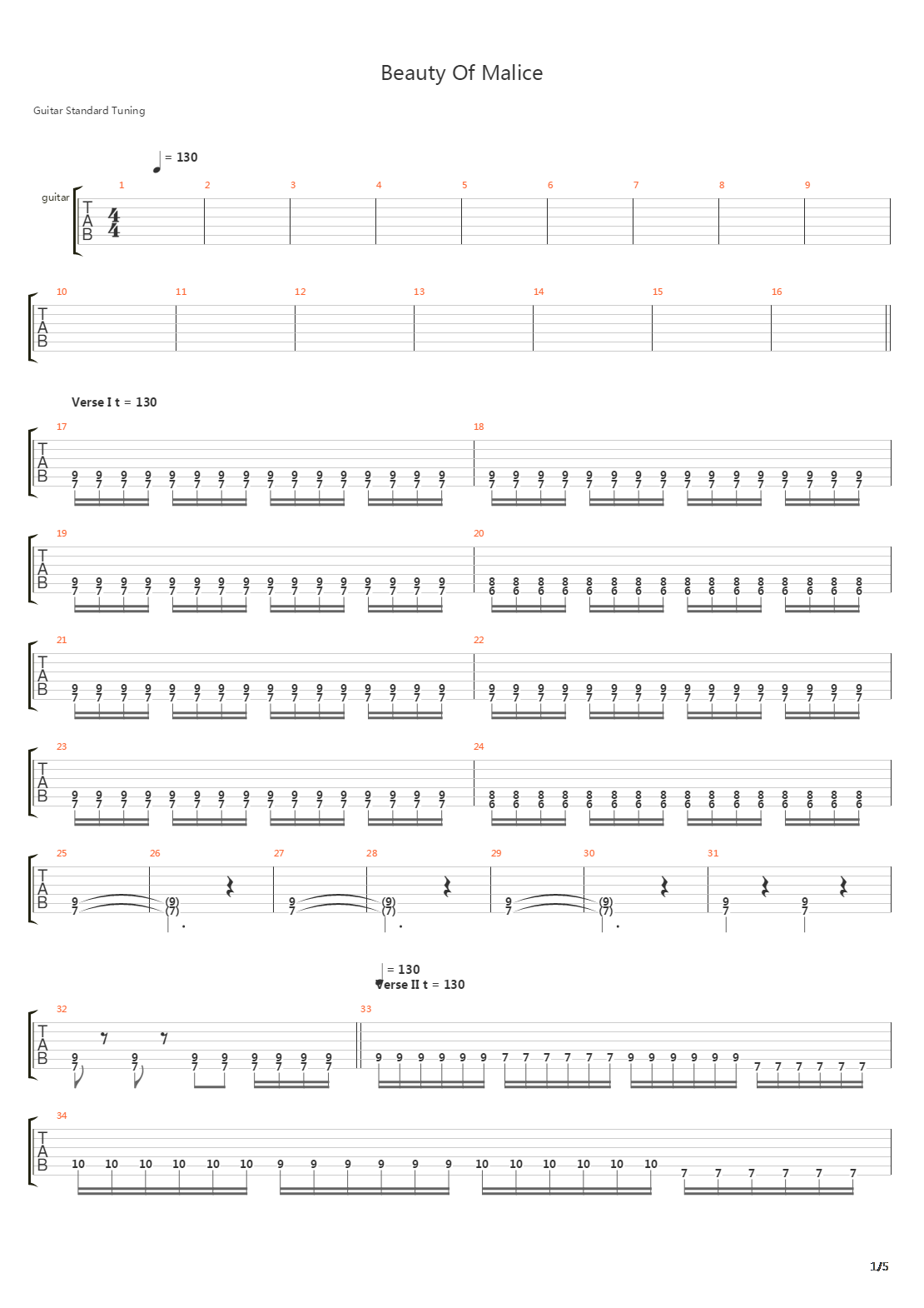 Beauty Of Malice吉他谱
