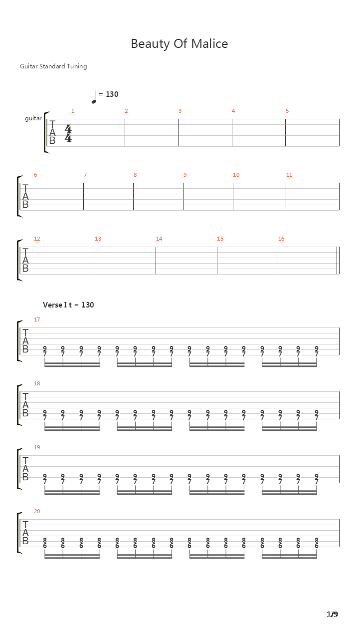 Beauty Of Malice吉他谱