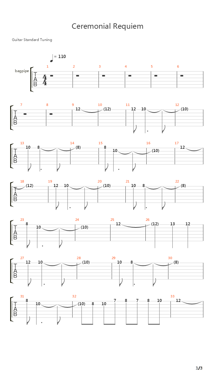 Ceremonial Requiem吉他谱