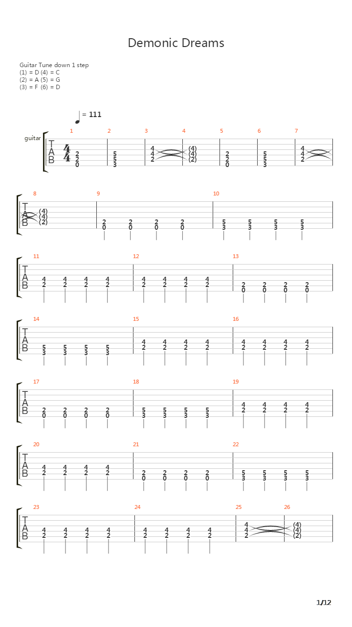 Demonic Dreams吉他谱