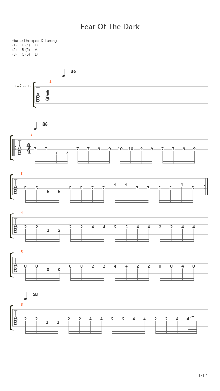 Fear Of The Dark吉他谱