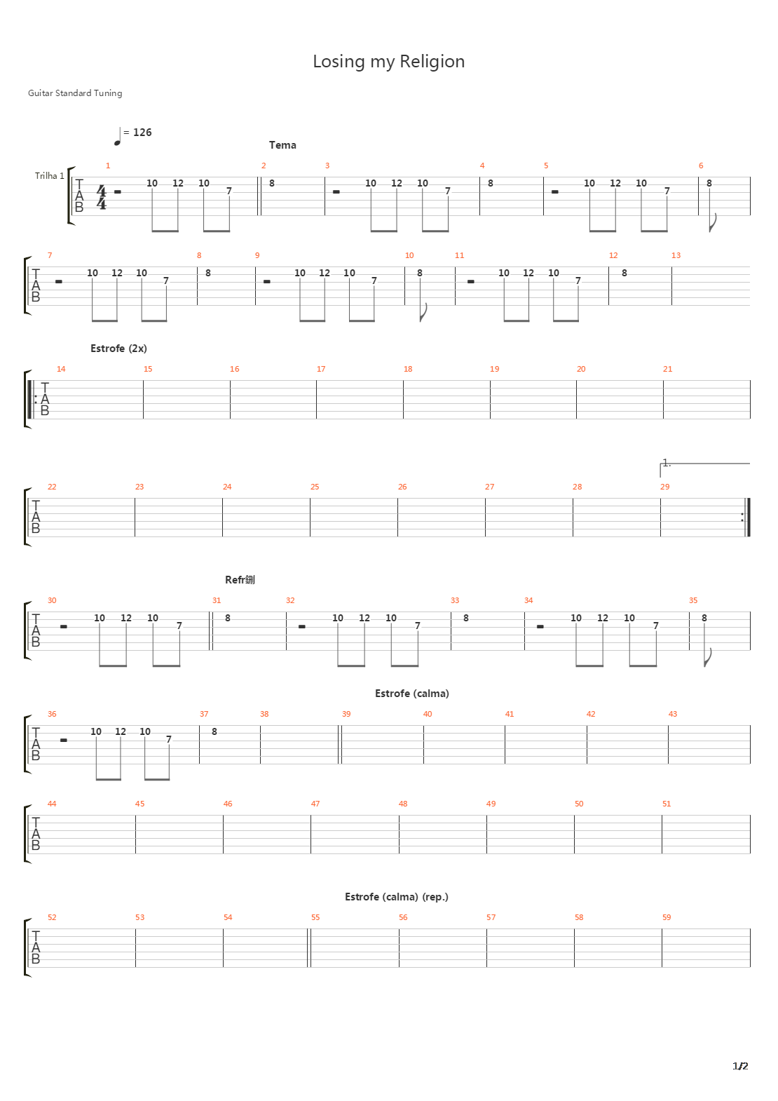 Losing My Religion吉他谱