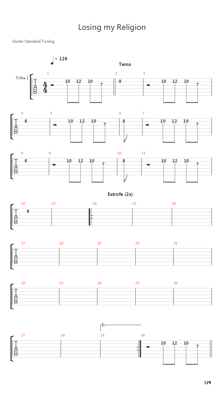 Losing My Religion吉他谱