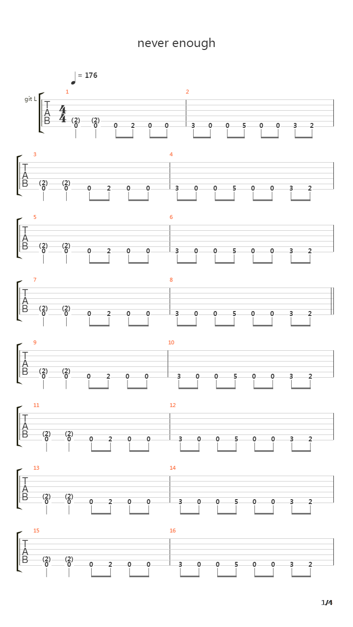 Never Enough吉他谱