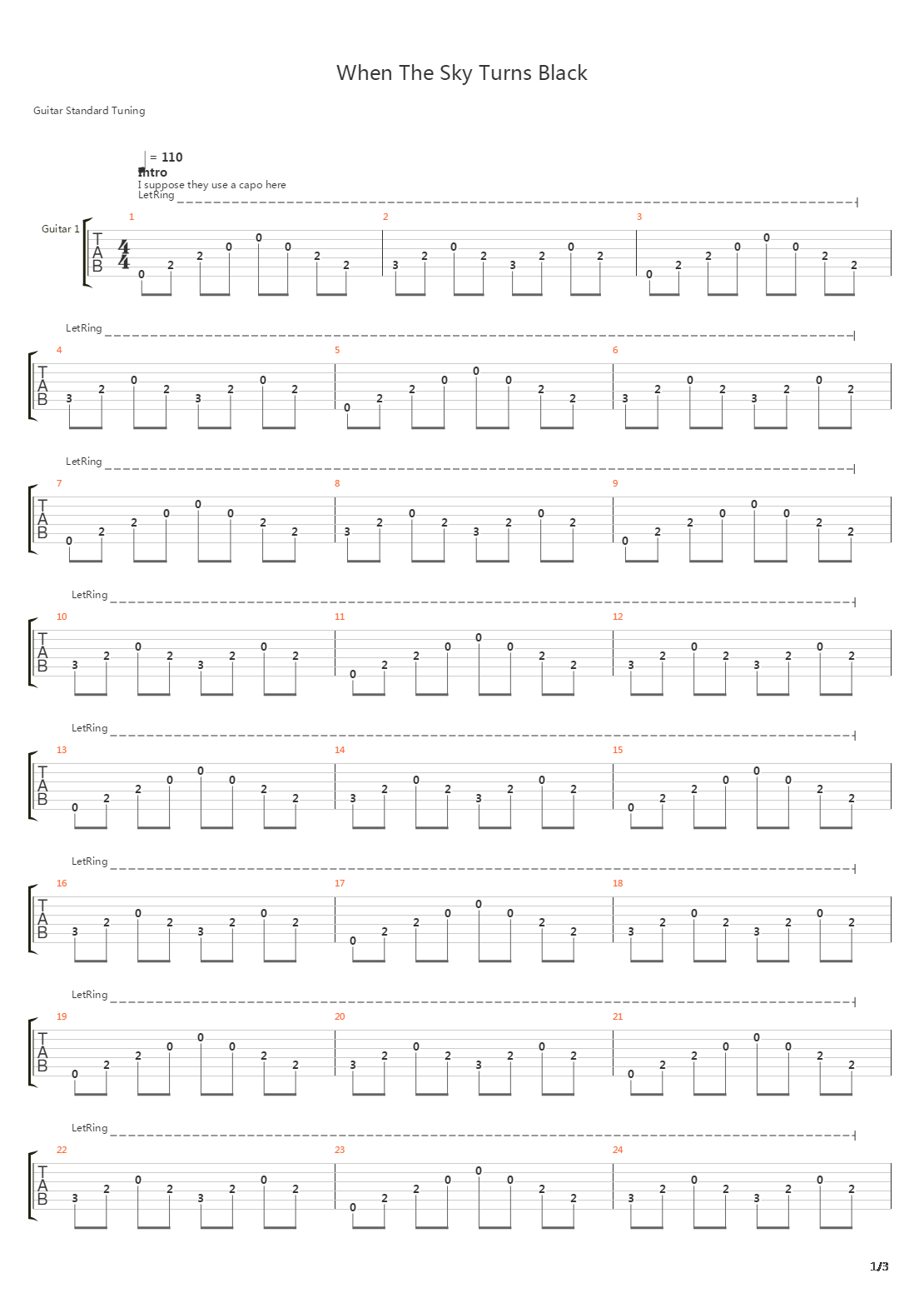 When The Sky Turns Black吉他谱