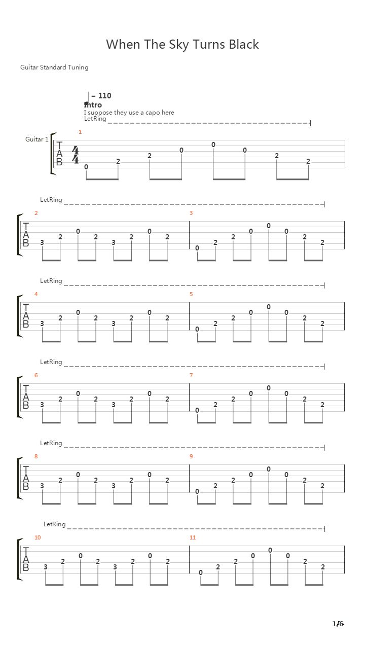 When The Sky Turns Black吉他谱