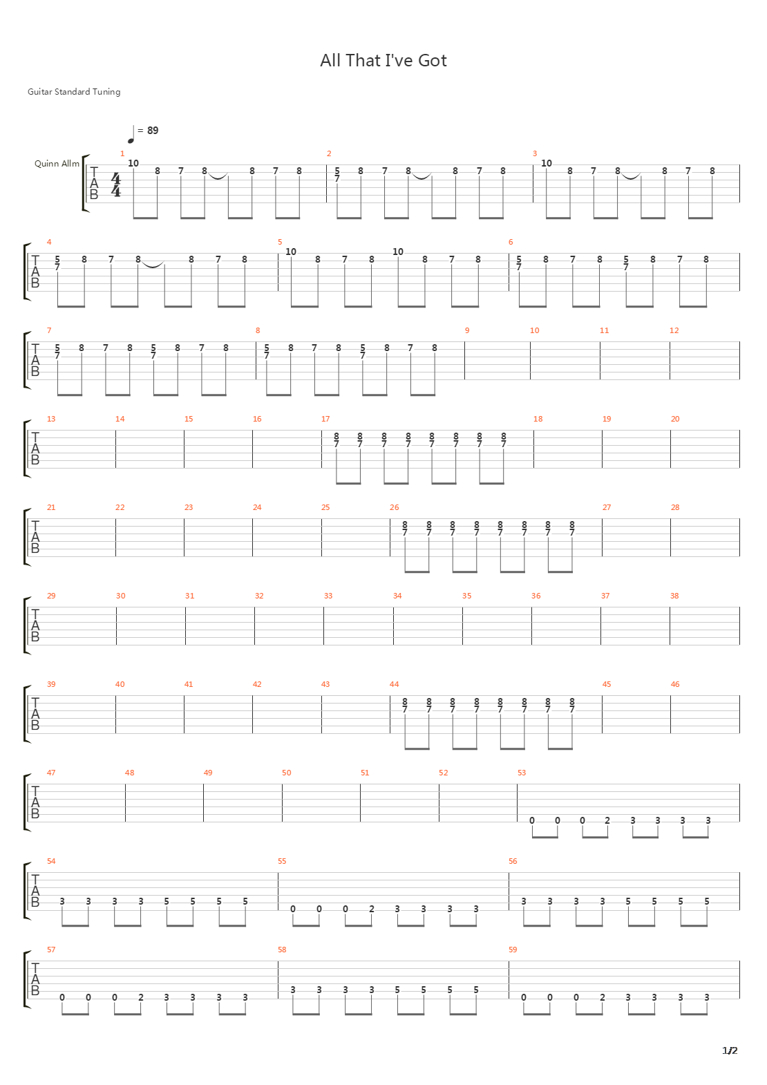 All That I've Got吉他谱