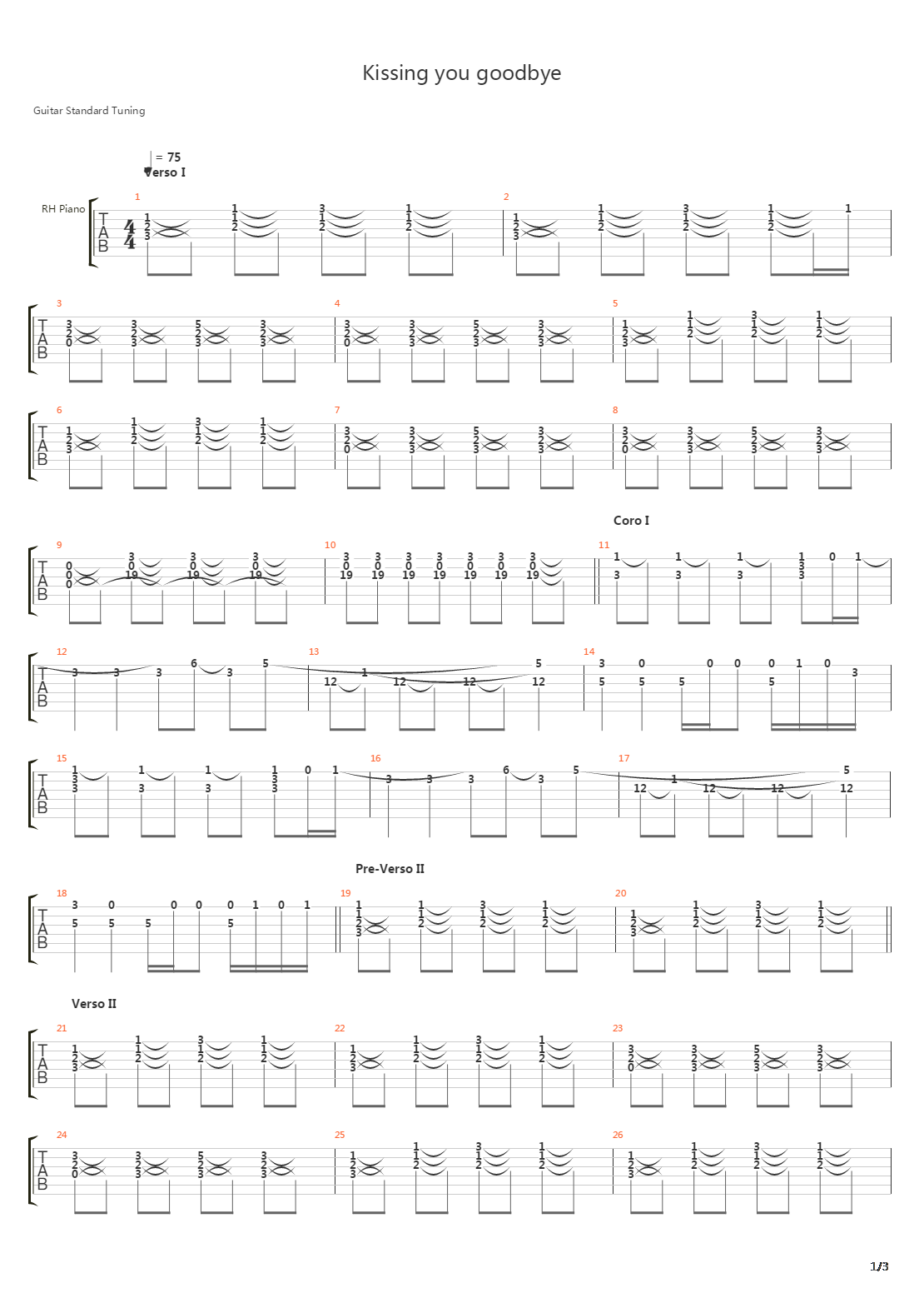 Kissing You Goodbye吉他谱