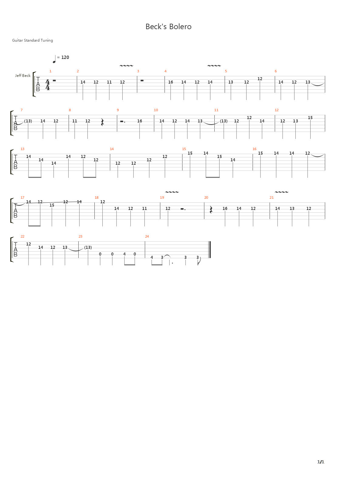 Becks Bolero吉他谱