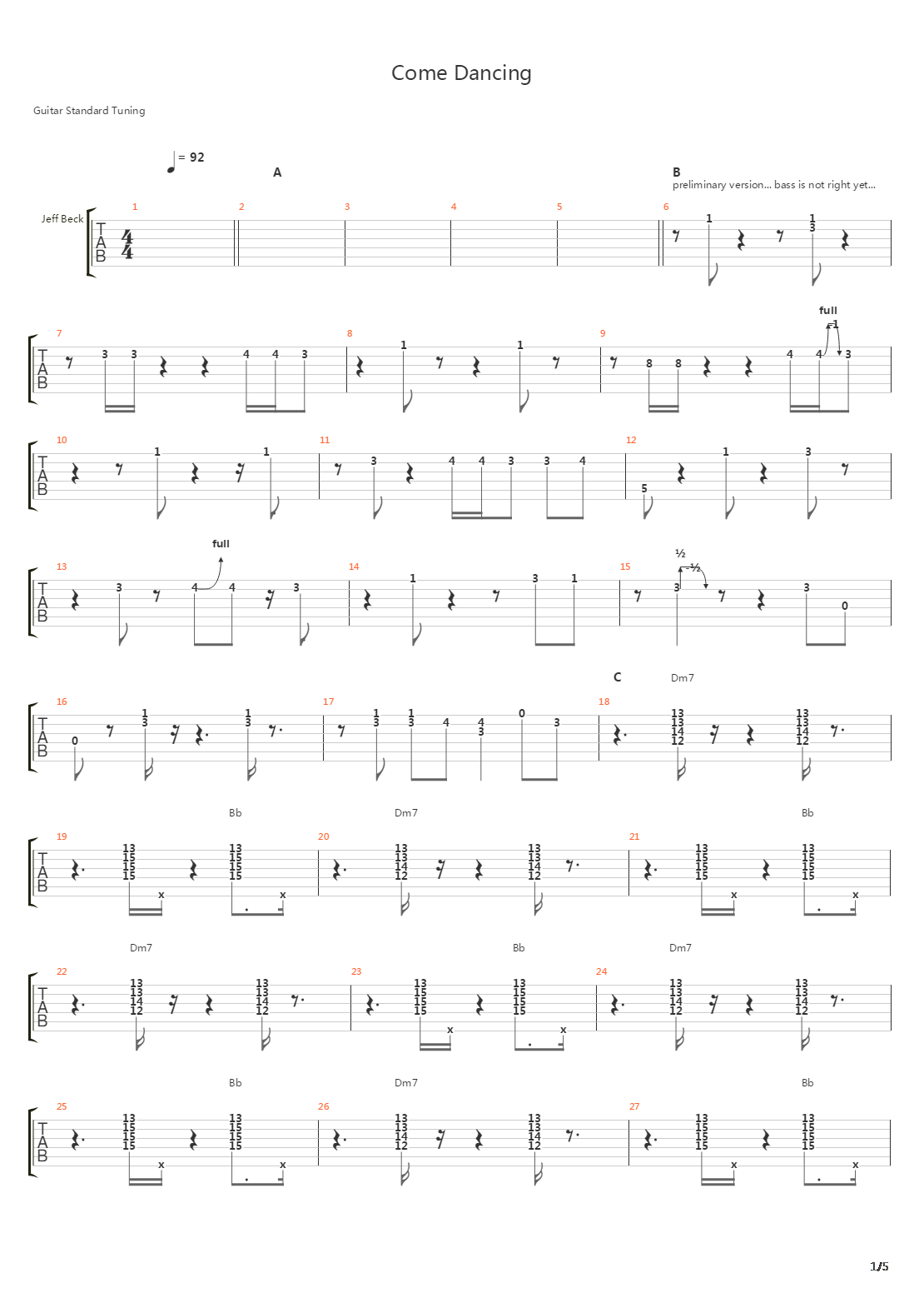 Come Dancing吉他谱