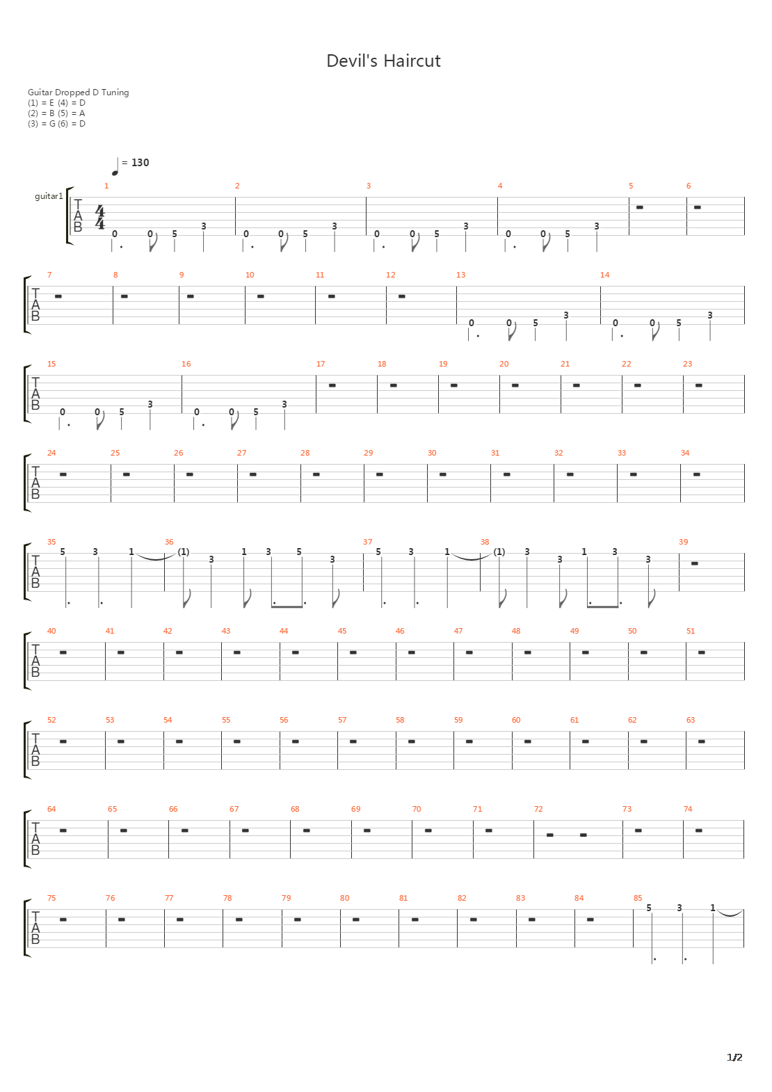 Devils Haircut吉他谱