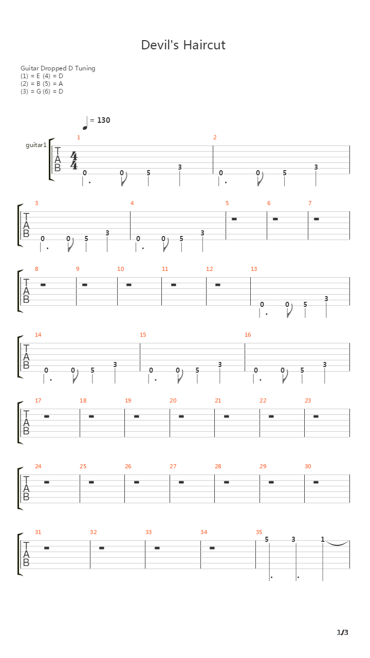 Devils Haircut吉他谱