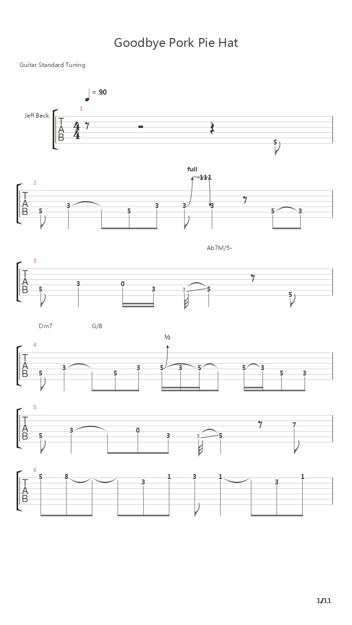 Goodbye Pork Pie Hat吉他谱