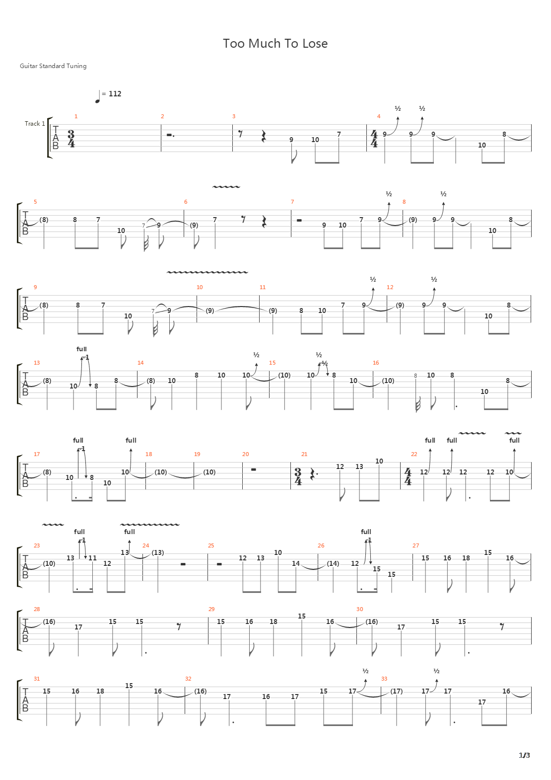 Too Much To Lose吉他谱