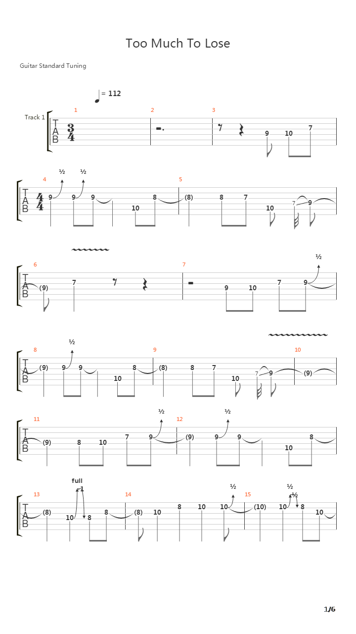 Too Much To Lose吉他谱