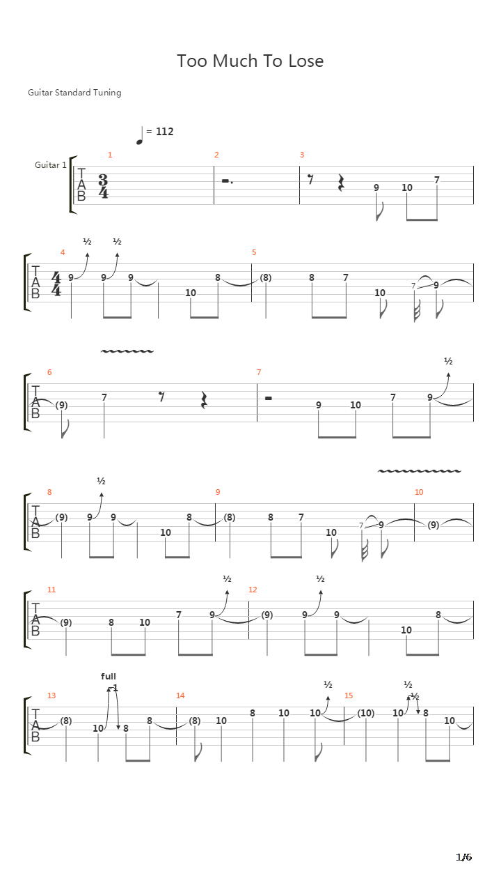 Too Much To Lose吉他谱