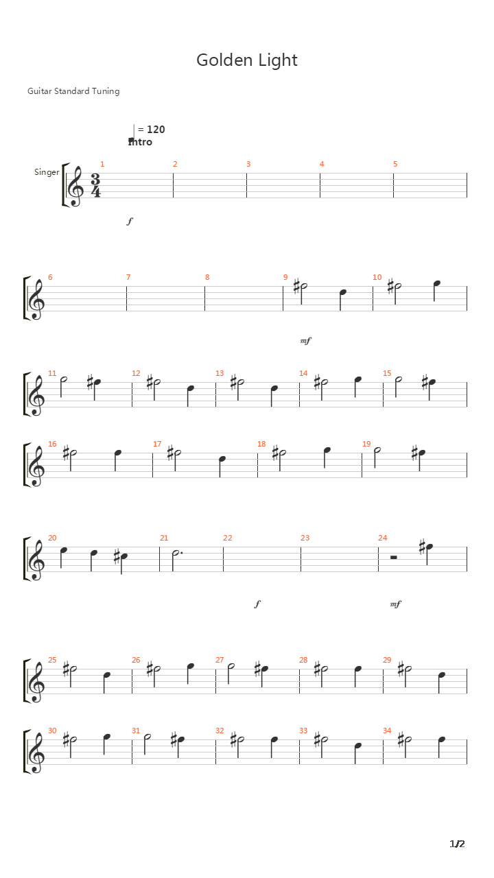 Golden Light吉他谱
