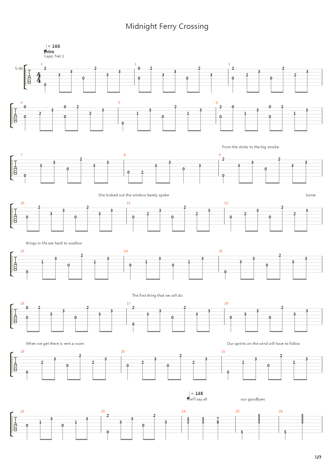 Midnight Ferry Crossing吉他谱