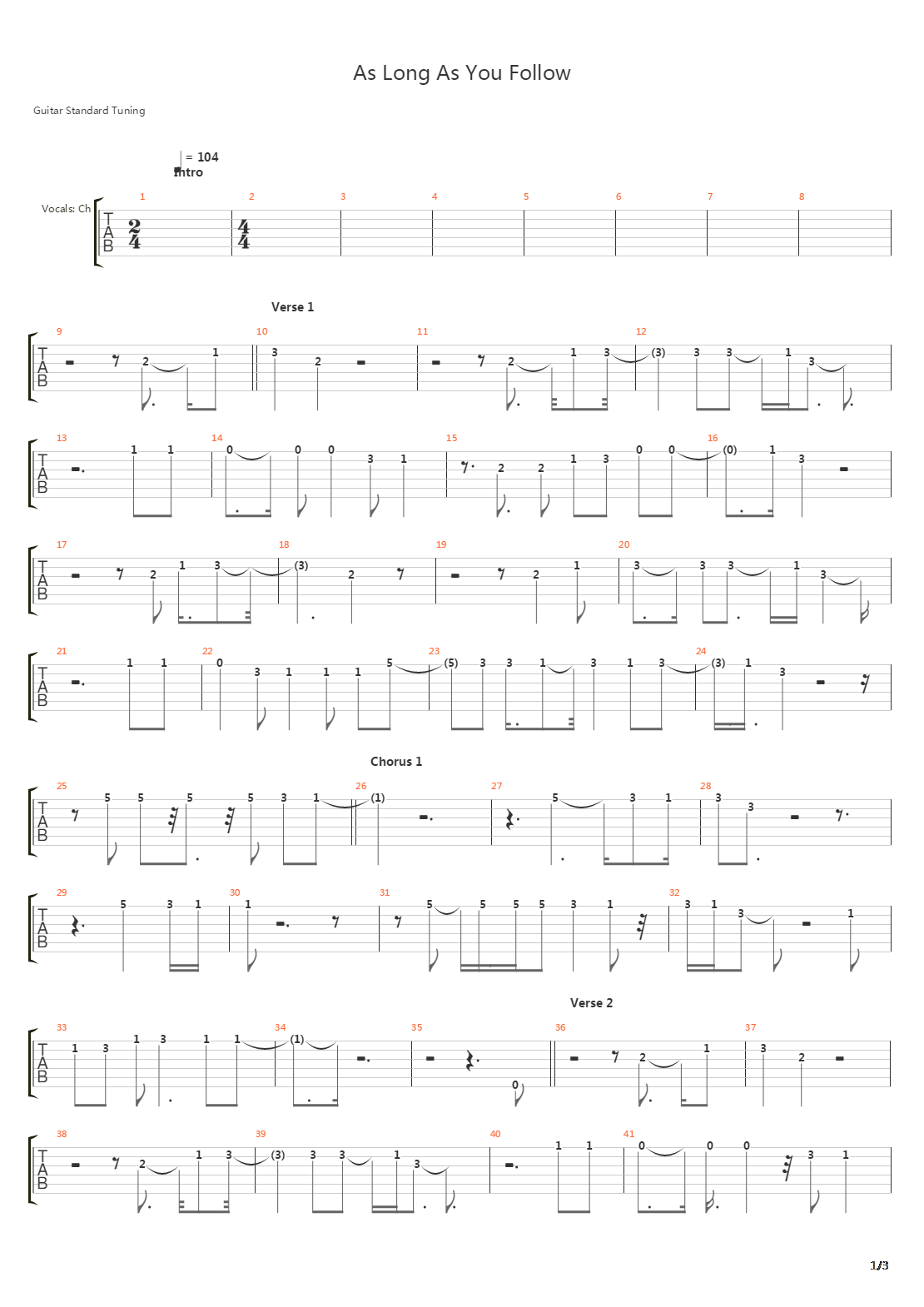 As Long As You Follow吉他谱