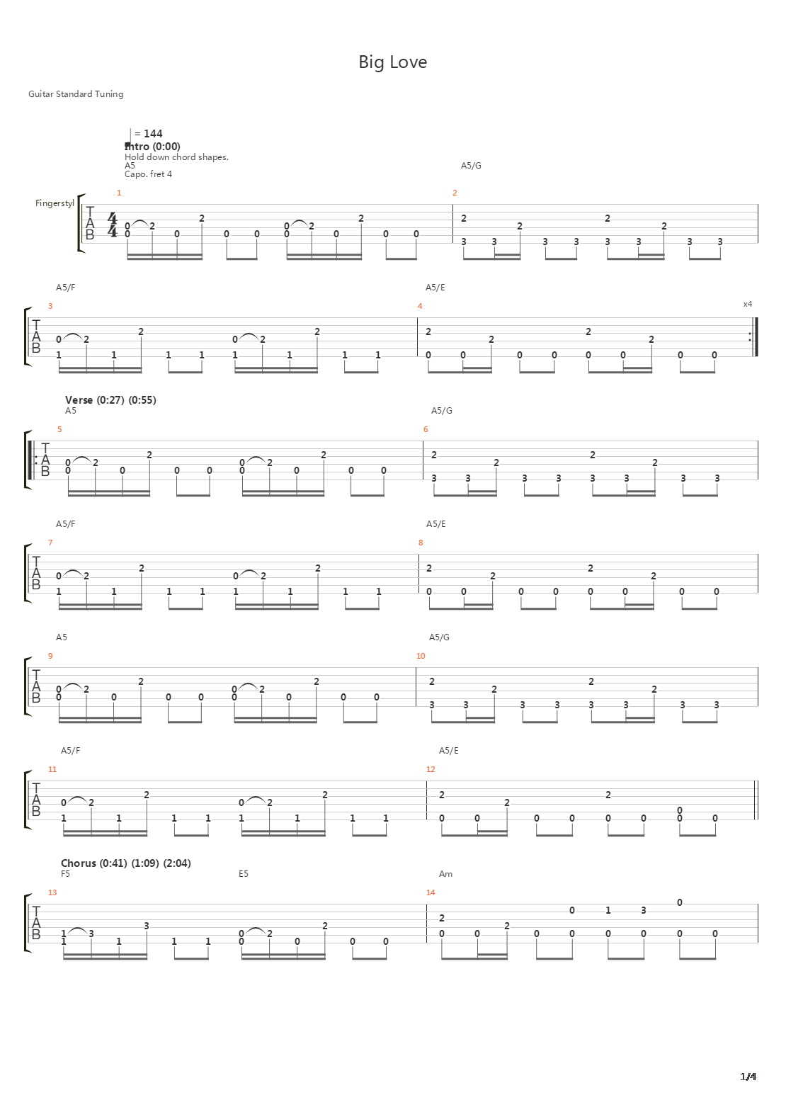 Big Love吉他谱
