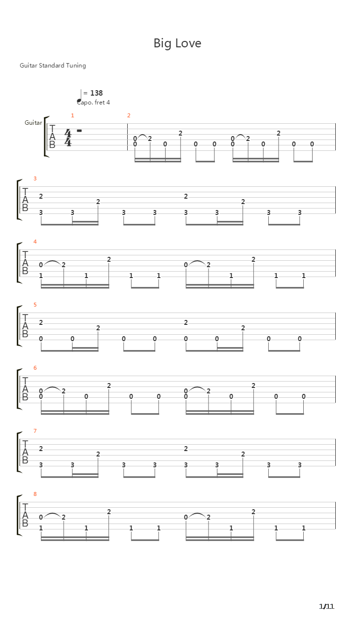 Big Love吉他谱