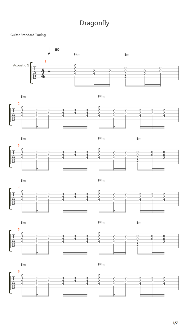 Dragonfly吉他谱