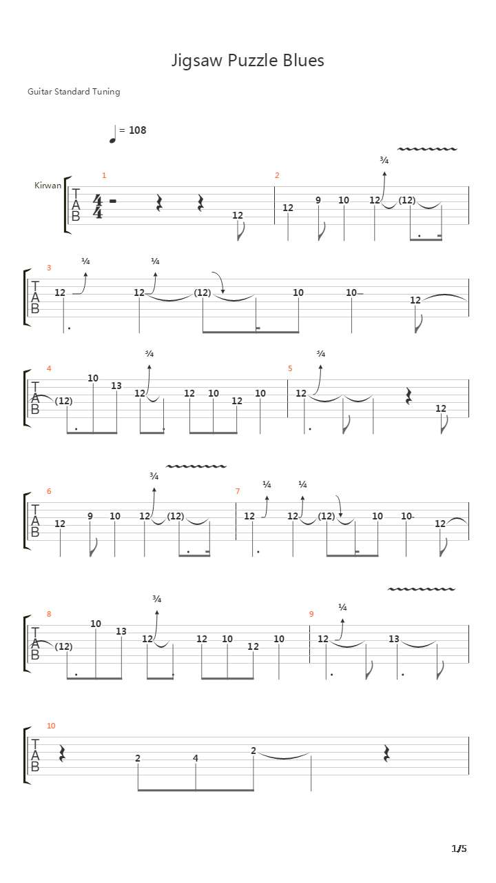 Jigsaw Puzzle Blues吉他谱