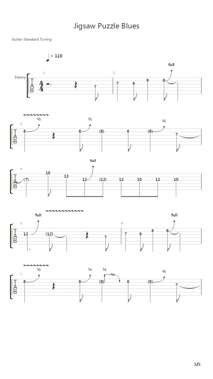 Jigsaw Puzzle Blues吉他谱