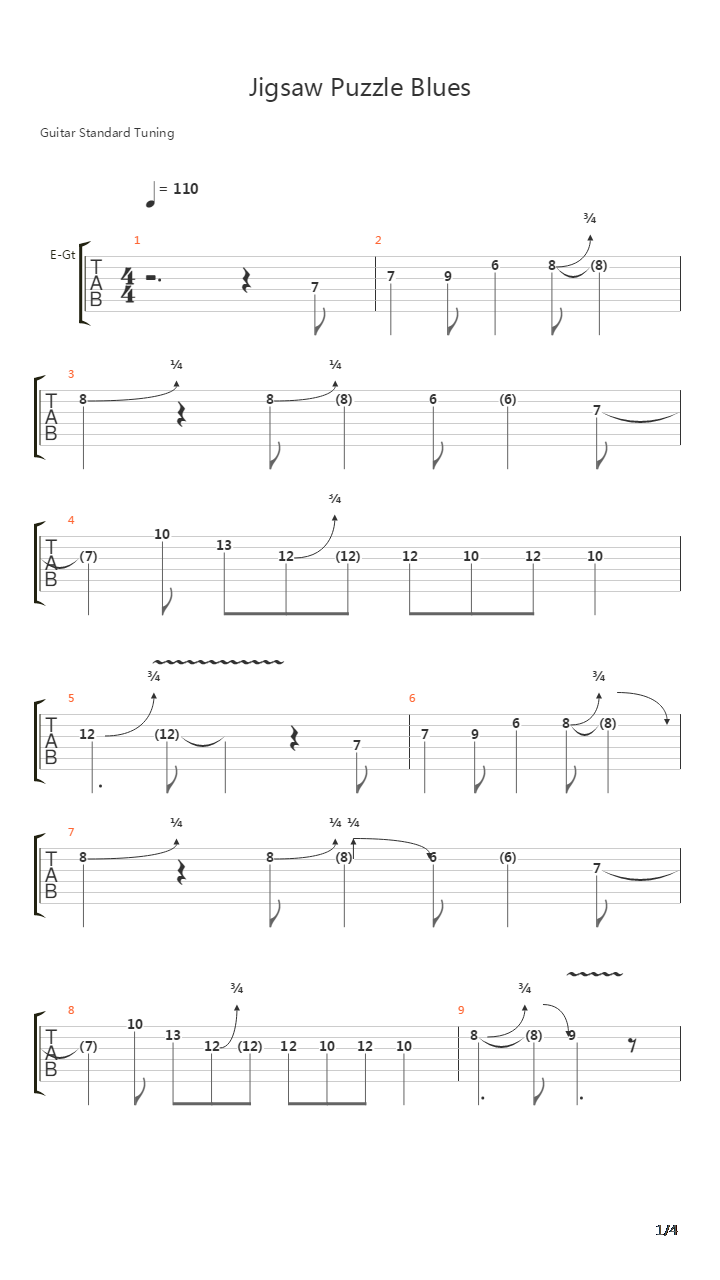 Jigsaw Puzzle Blues吉他谱