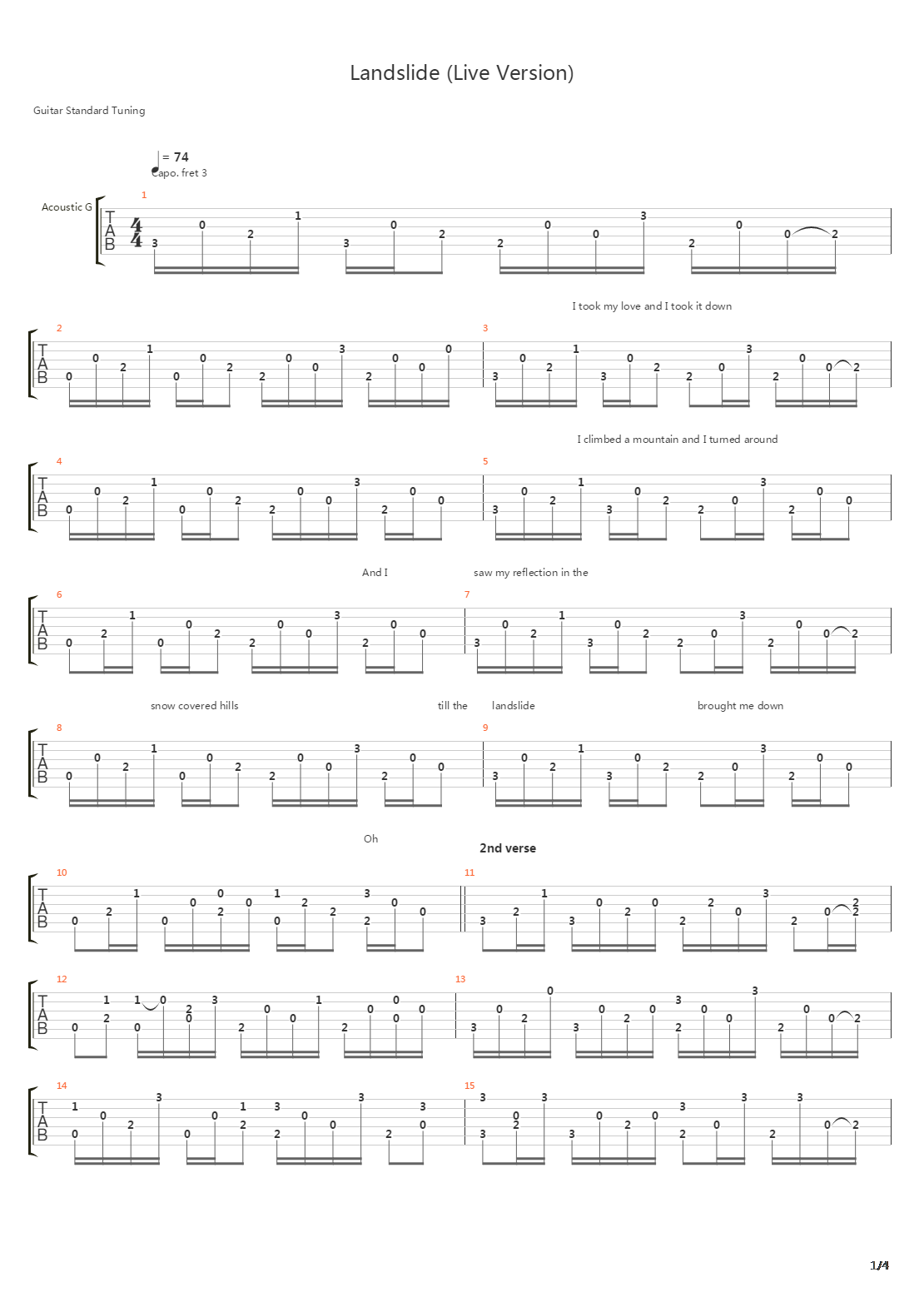 Landslide吉他谱