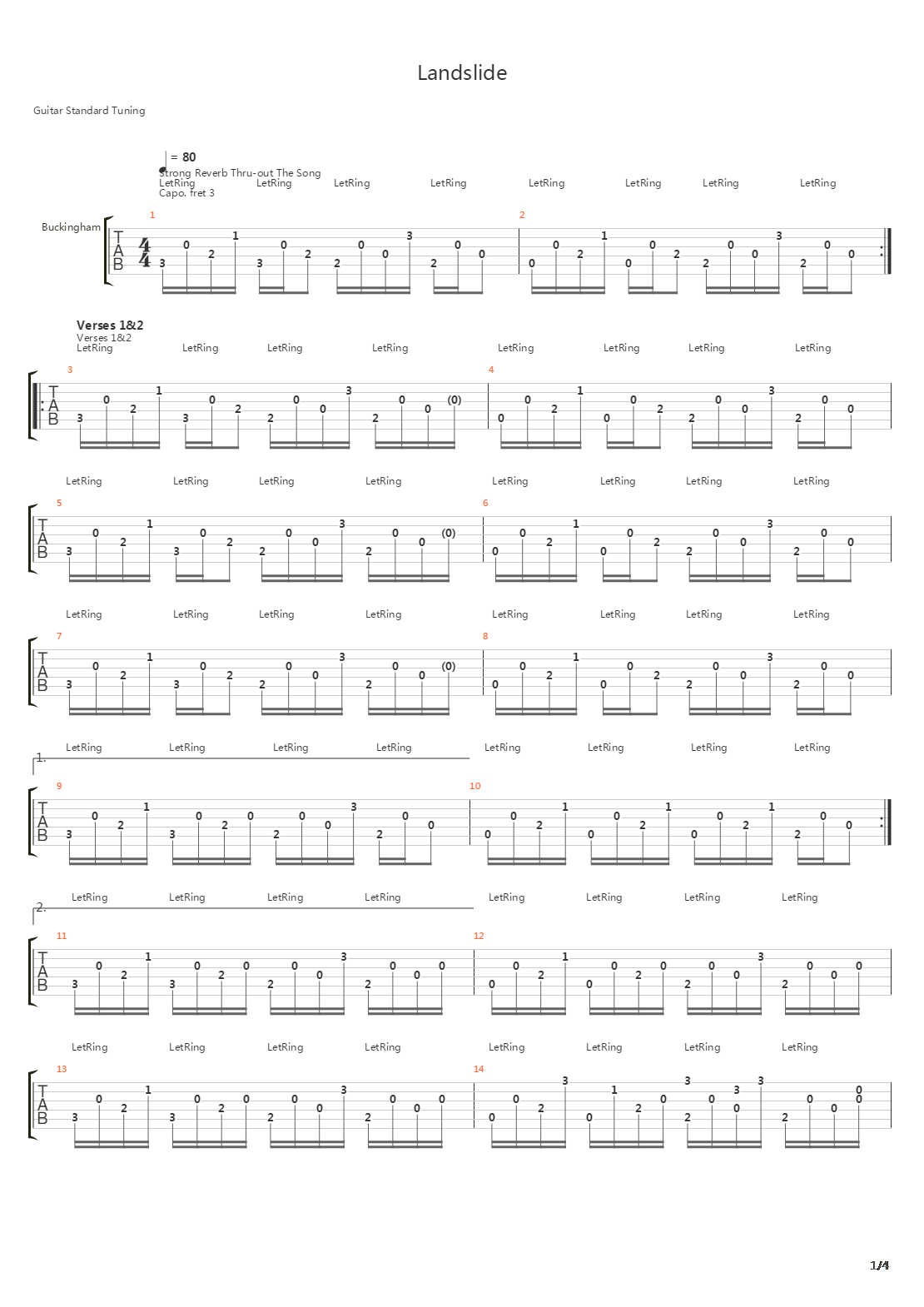 Landslide吉他谱