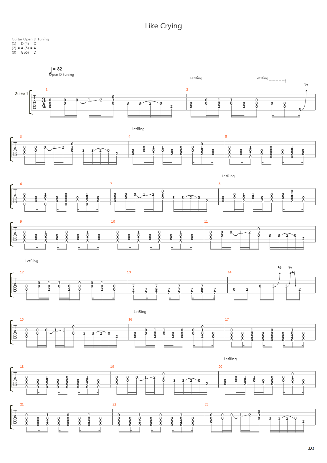 Like Crying吉他谱