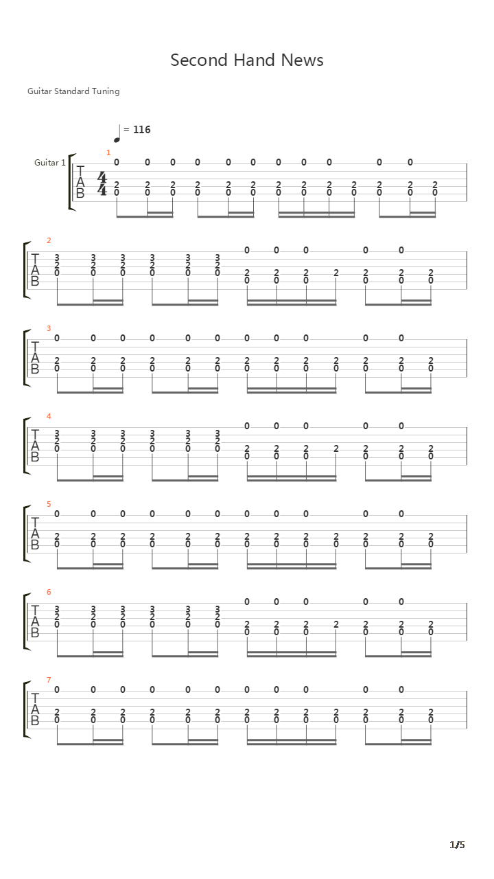 Second Hand News吉他谱
