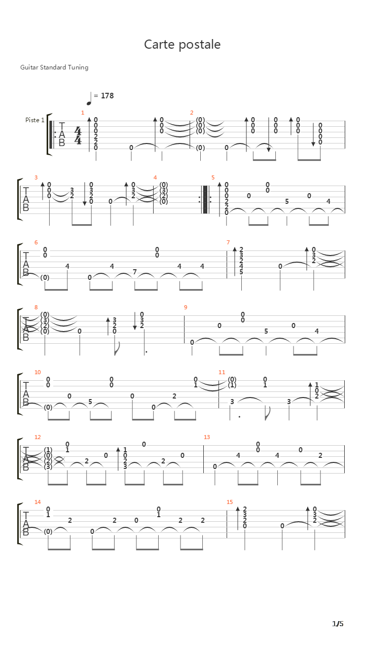 Carte Postale吉他谱