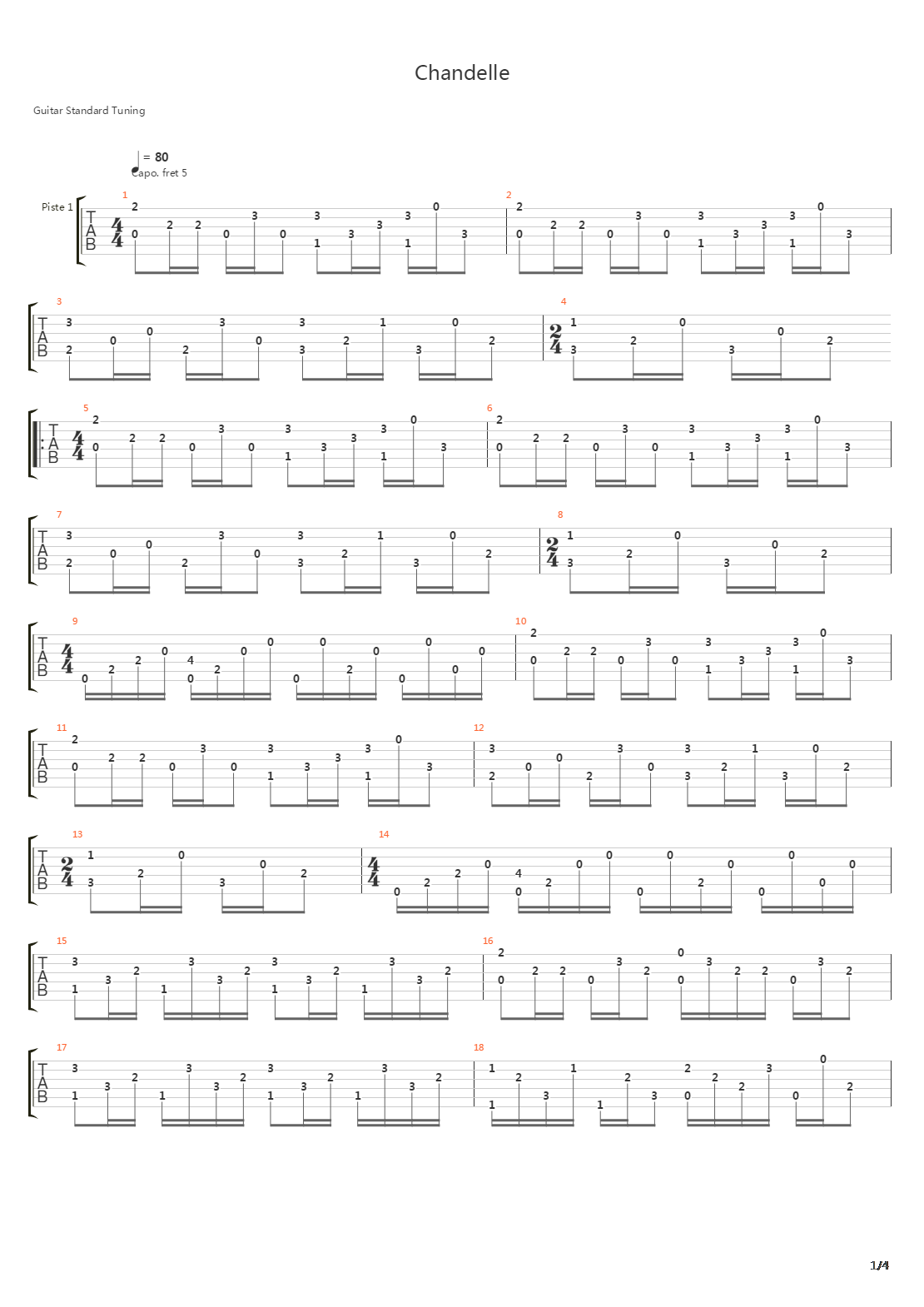 Chandelle吉他谱